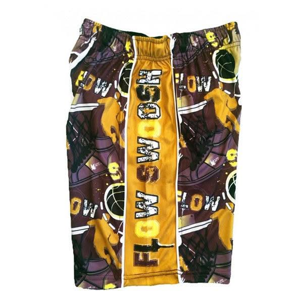 Boys Flow Swoosh Maroon & Yellow Attack Short - Image 3
